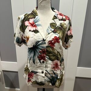 Tropical Floral Button Down Shirt